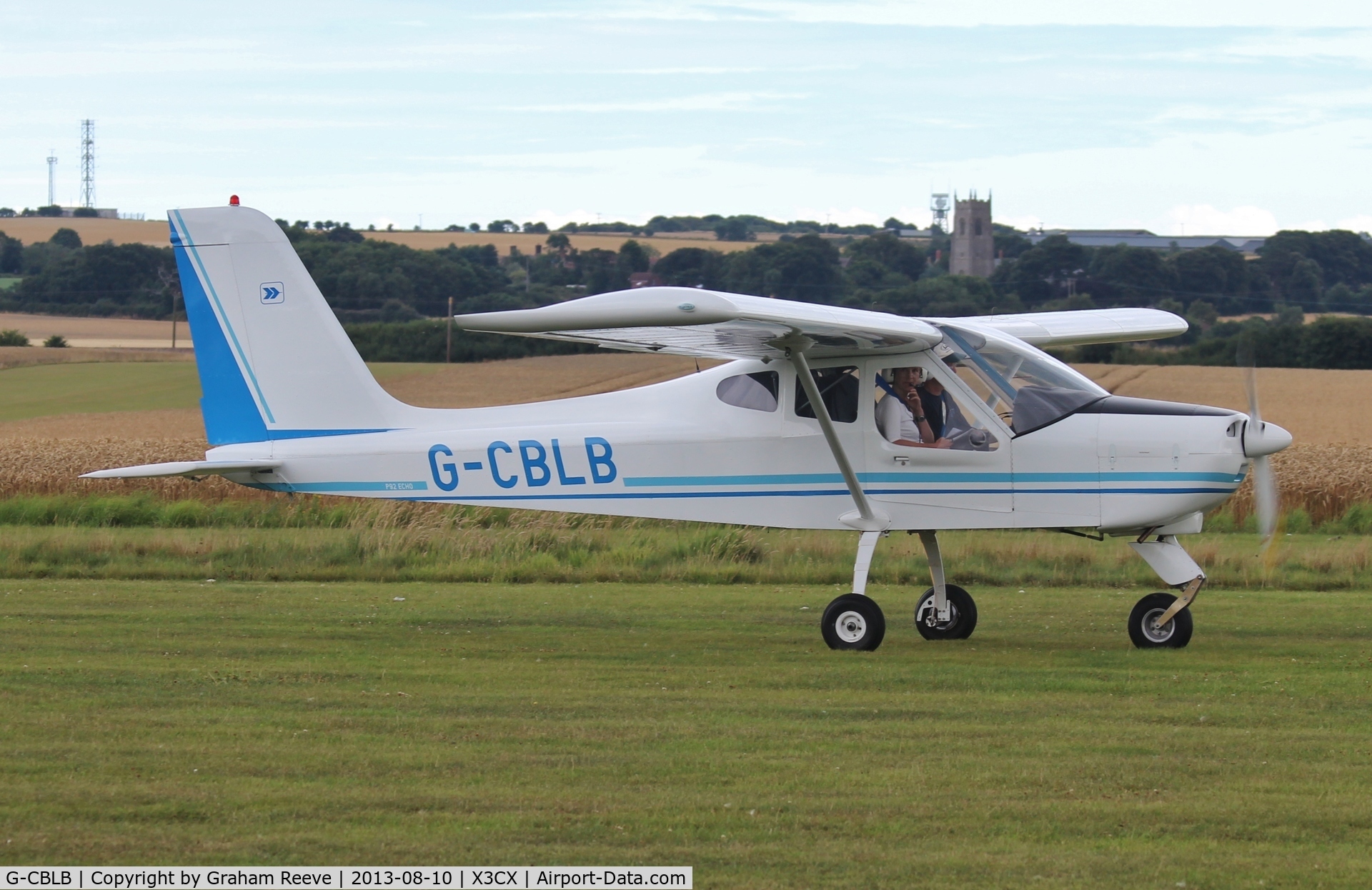 G-CBLB, 2002 Tecnam P-92EM Echo C/N PFA 318-13770, Just landed.