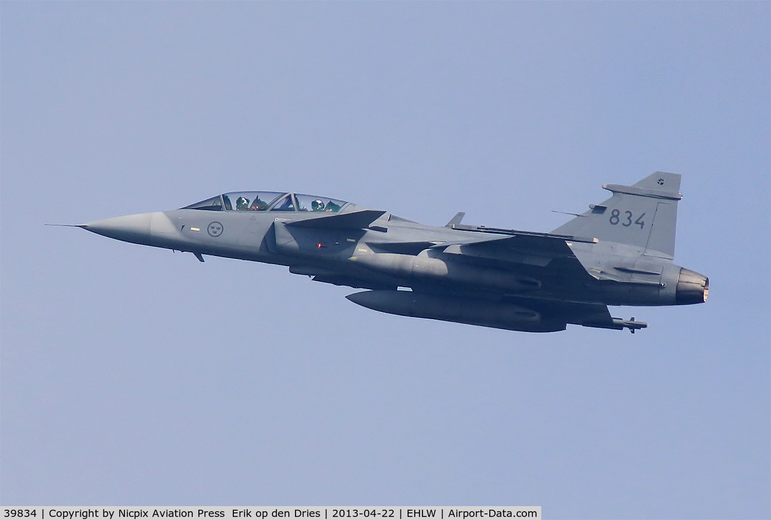 39834, Saab JAS-39D Gripen C/N 39834, JAS-39D 39834 seen here on take off during Frisian Flag 2013