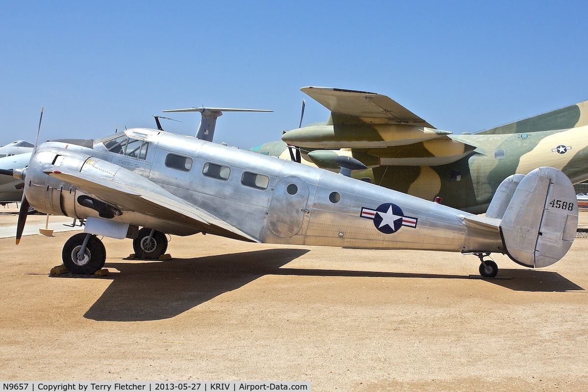 N9657, 1951 Beech UC-45J Expeditor C/N 44588, 1951 built Beech UC-45J  ex Bu 44588 , at March Field Air Museum , Riverside , California