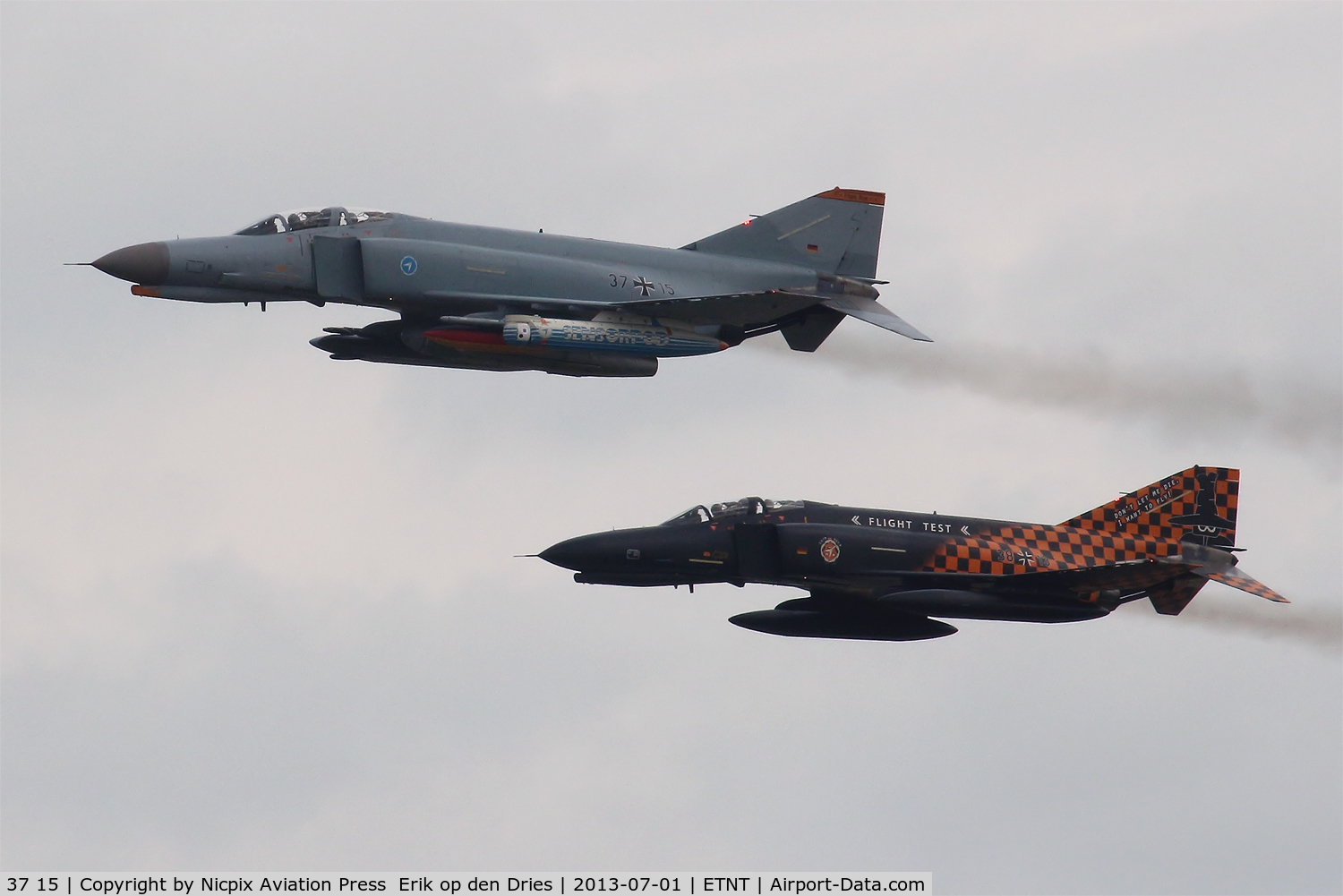 37 15, 1972 McDonnell Douglas F-4F Phantom II C/N 4385, Germany's last two operational F-4's seen here while leaving Wittmund AB