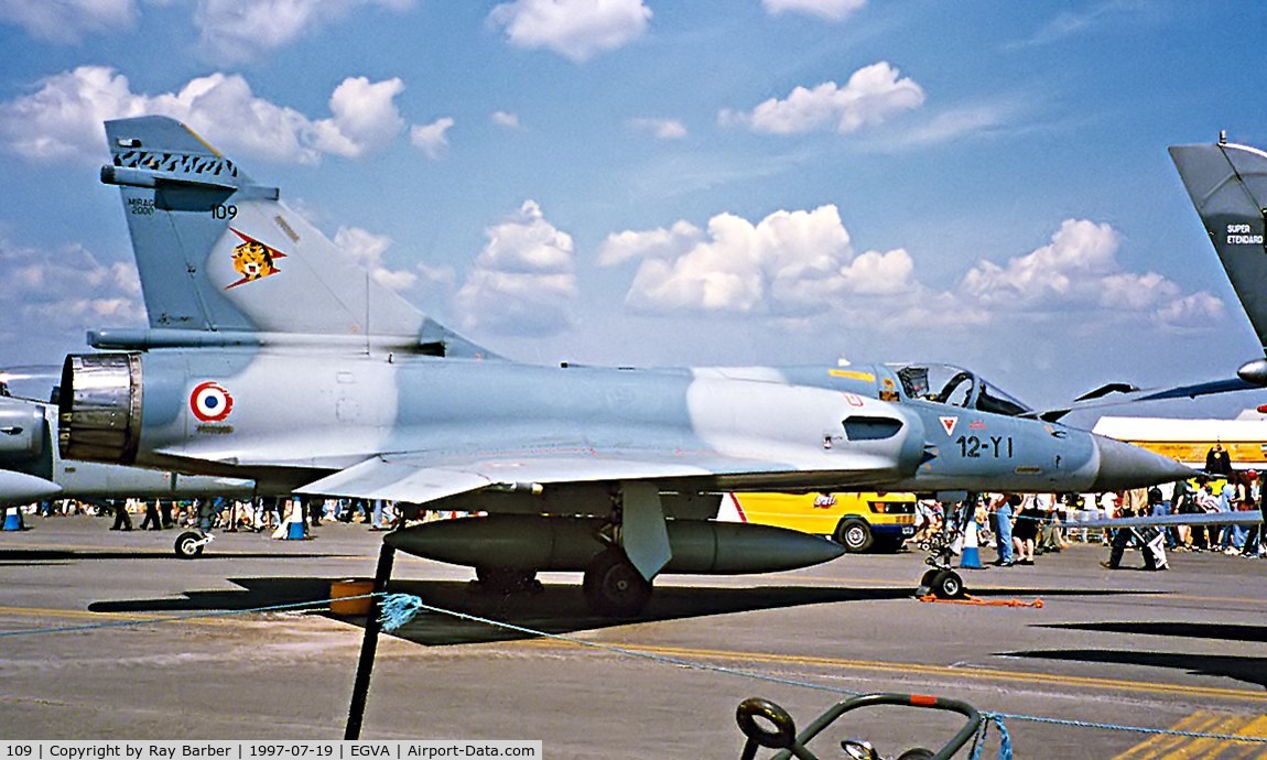 109, Dassault Mirage 2000C C/N 375, Dassault Mirage 2000C RDI [375] (French Air Force) RAF Fairford~G 19/7/1997. Coded 12-YI.