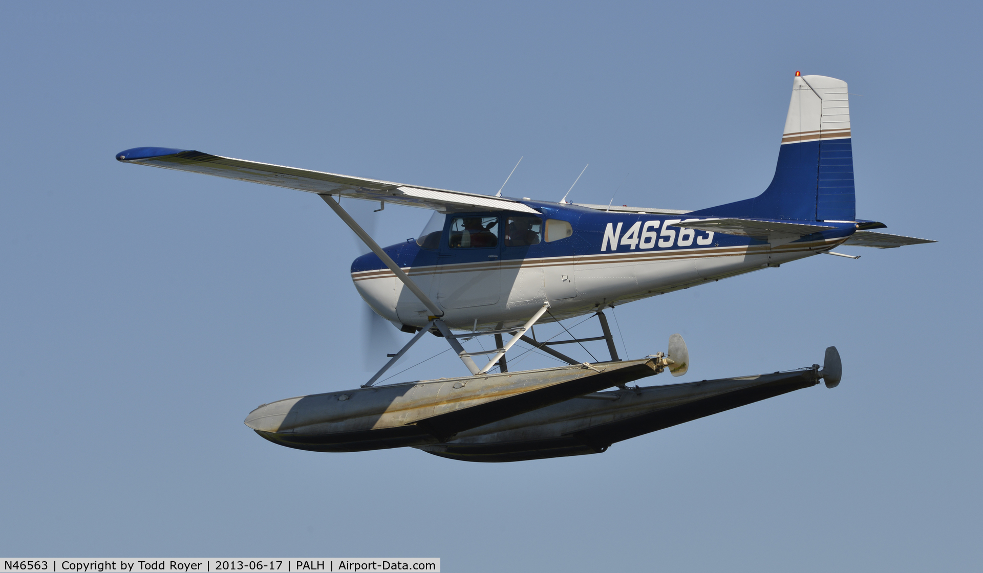 N46563, 1974 Cessna 180J C/N 18052427, Departing Lake Hood