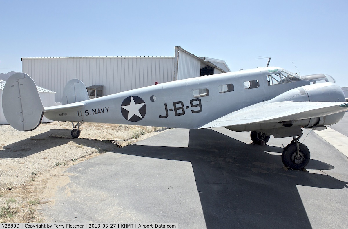 N2880D, 1943 Beech SNB-1 (C-45) Kansan C/N 3658 (39926), At Hemet - Ryan Field , California