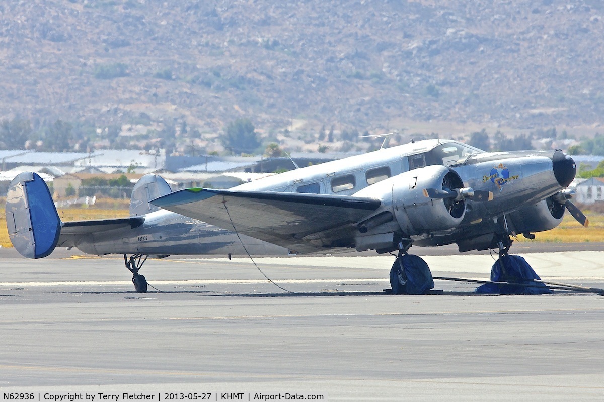 N62936, Beech D18S C/N CA-38, At Hemet - Ryan Field , California