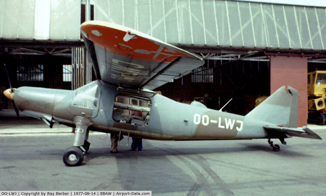 OO-LWJ, 1959 Dornier Do-27A-1 C/N 1003-288, Dornier Do.27A-1 [288] Antwerp-Deurne~OO 14/08/1977. Taken from a slide. Written off Herenthout~OO 1978-04-29.