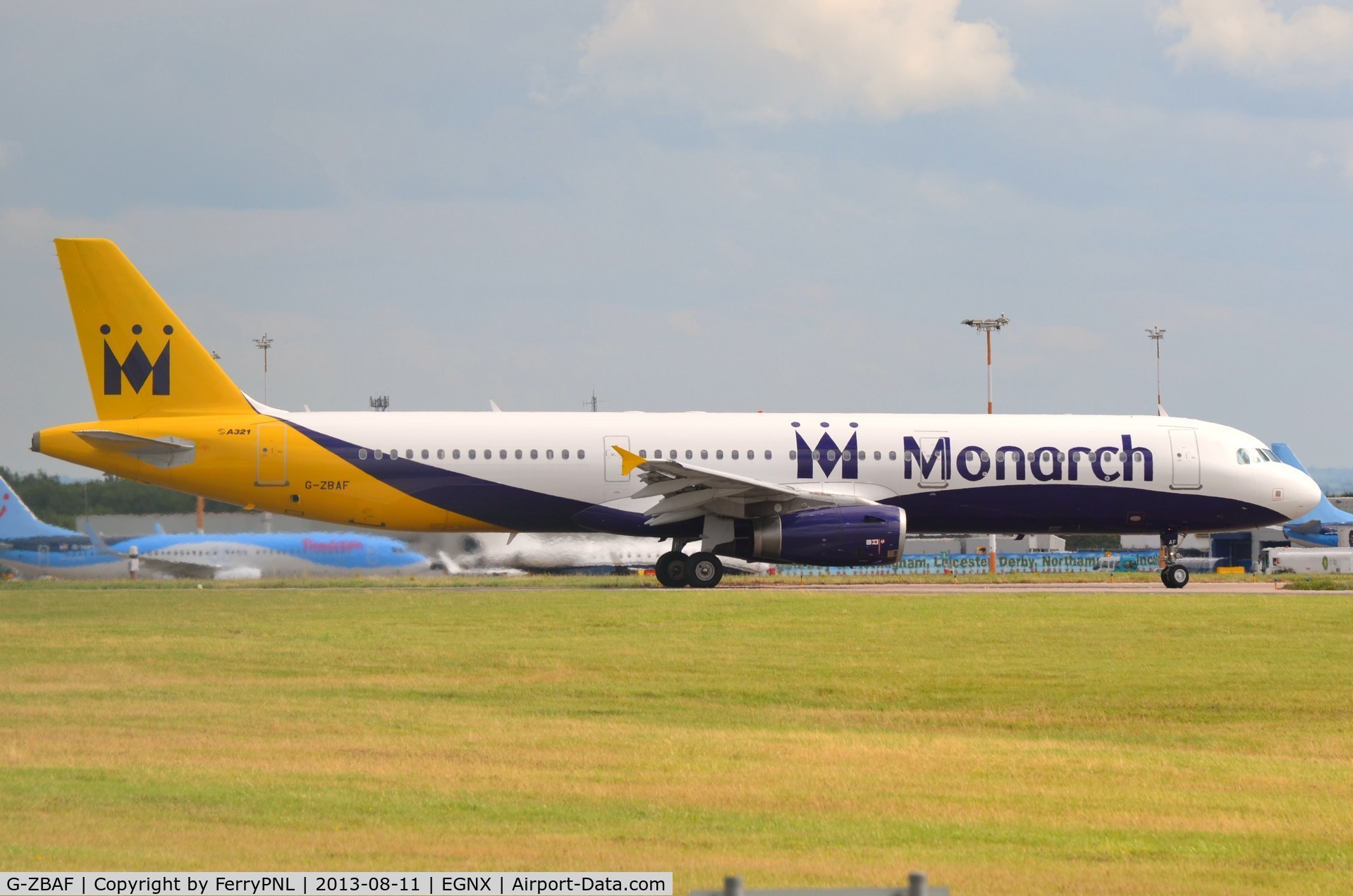 G-ZBAF, 2006 Airbus A321-231 C/N 2730, Monarch A321 vacating the runway in EMA