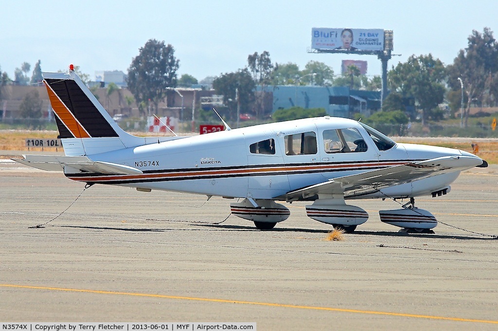 N3574X, Piper PA-28-236 Dakota C/N 28-8011060, At Montgomery Field , San Diego , California
