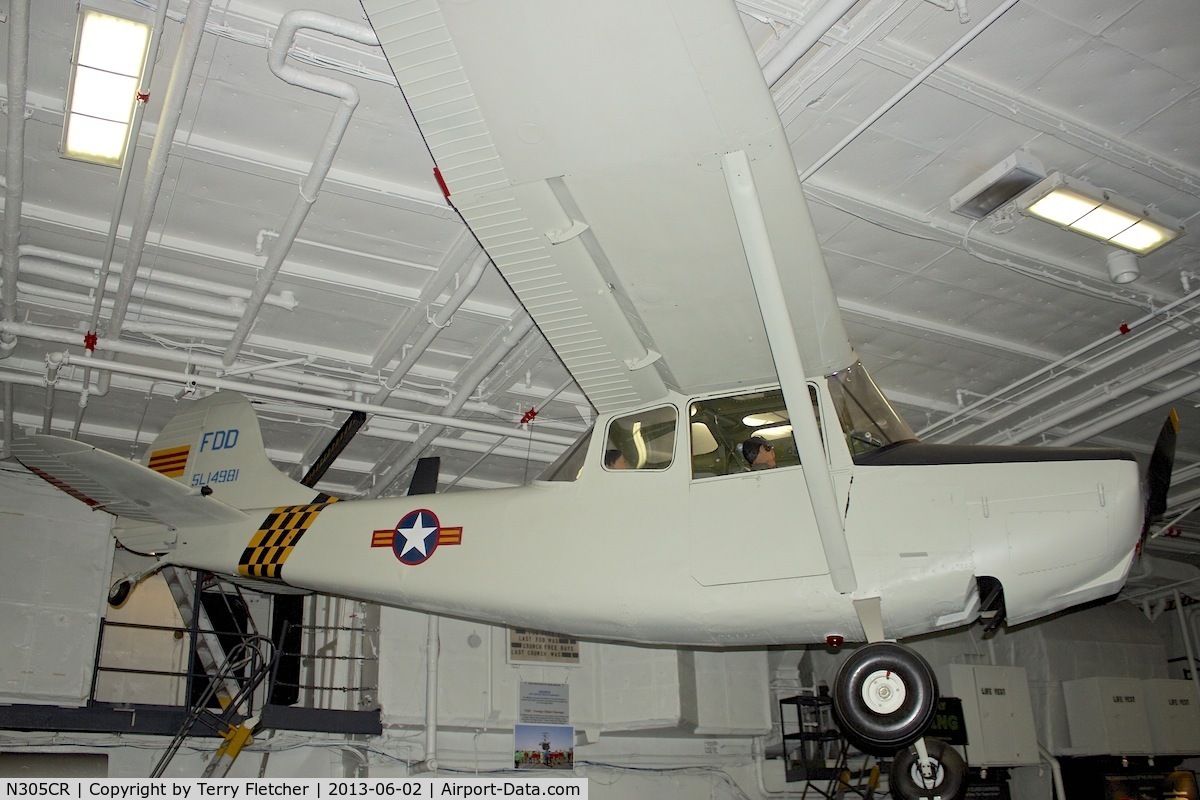 N305CR, 1950 Cessna 305A C/N 21483, Displayed aboard the USS Midway on San Diego Waterfront, California