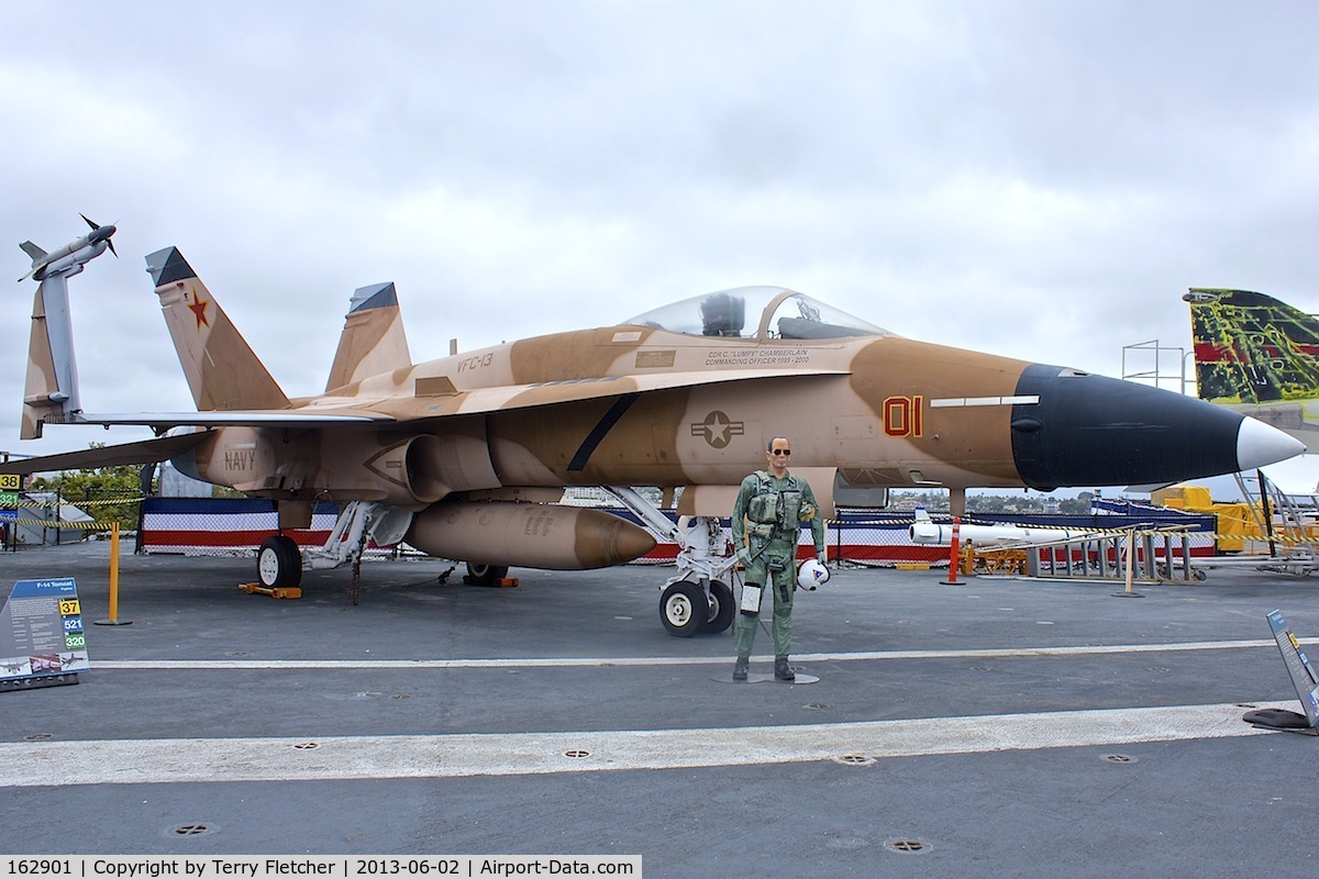 162901, McDonnell Douglas F/A-18A Hornet C/N 0455/A374, Displayed on the USS Midway on the Waterfront at San Diego , California