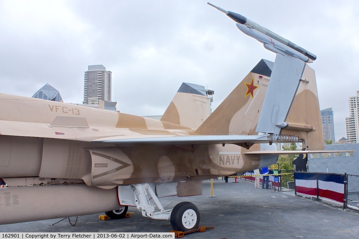 162901, McDonnell Douglas F/A-18A Hornet C/N 0455/A374, Displayed on the USS Midway on the Waterfront at San Diego , California