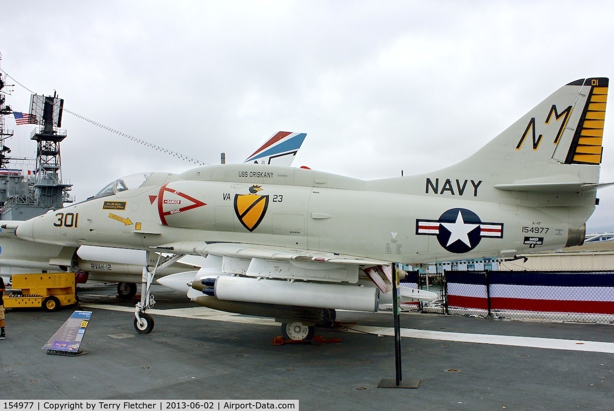 154977, Douglas A-4F Skyhawk C/N 13793, Displayed on the USS Midway on the Waterfront at San Diego , California