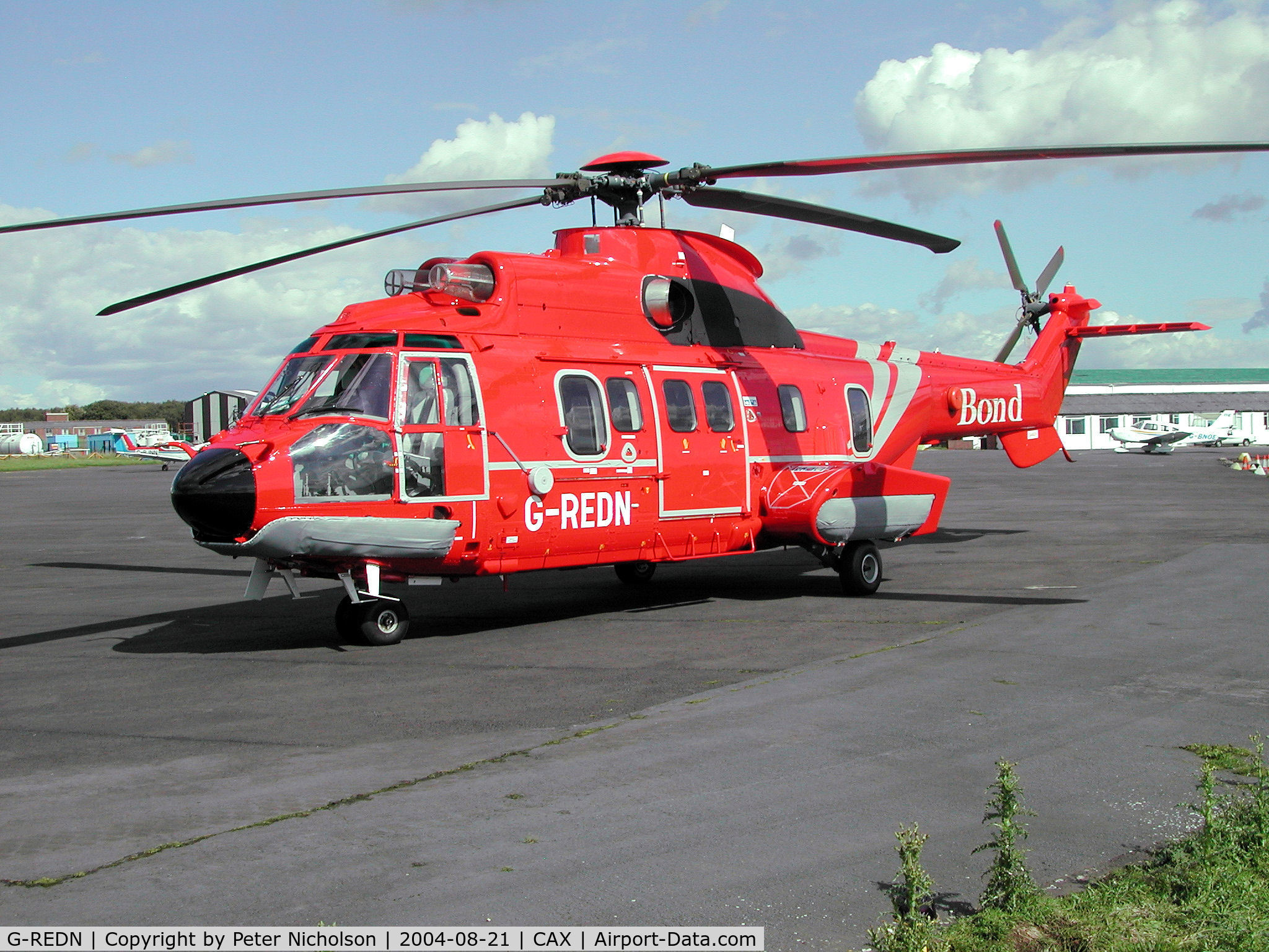 G-REDN, 2004 Eurocopter AS-332L-2 Super Puma C/N 2616, This AS-332L2 Super Puma of Bond Helicopters staged through Carlisle on delivery flight to Aberdeen in August 2004.