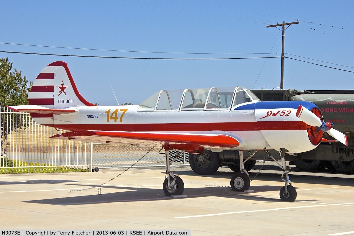 N9073E, 1986 Yakovlev Yak-52 C/N 867209, Ex Ukraine AF Yak52 at Gillespie  Field , San Diego