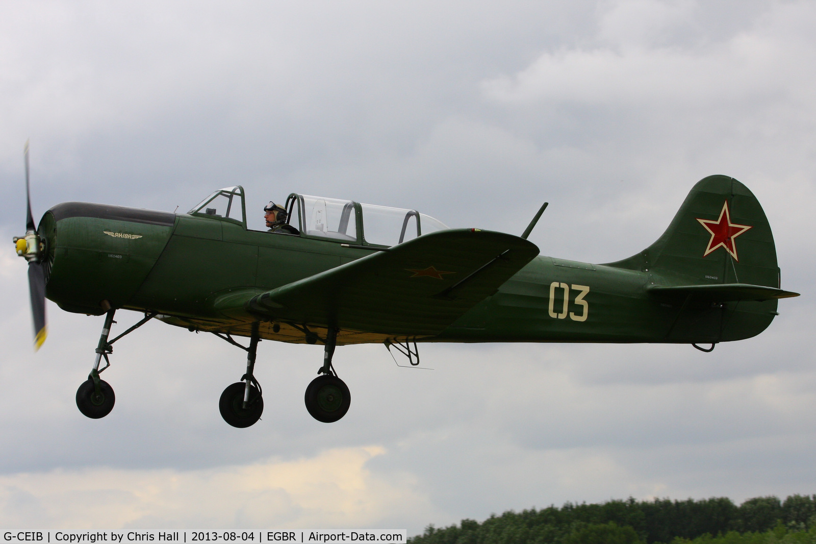 G-CEIB, 1958 Yakovlev Yak-18A C/N 1160403, displaying at Breighton's Summer Fly-in