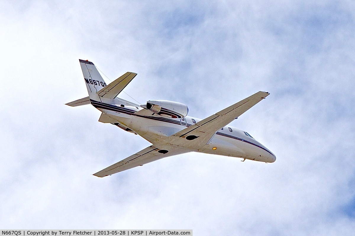 N667QS, 2004 Cessna 560XL Citation Excel C/N 560-5365, Departing Palm Springs Airport