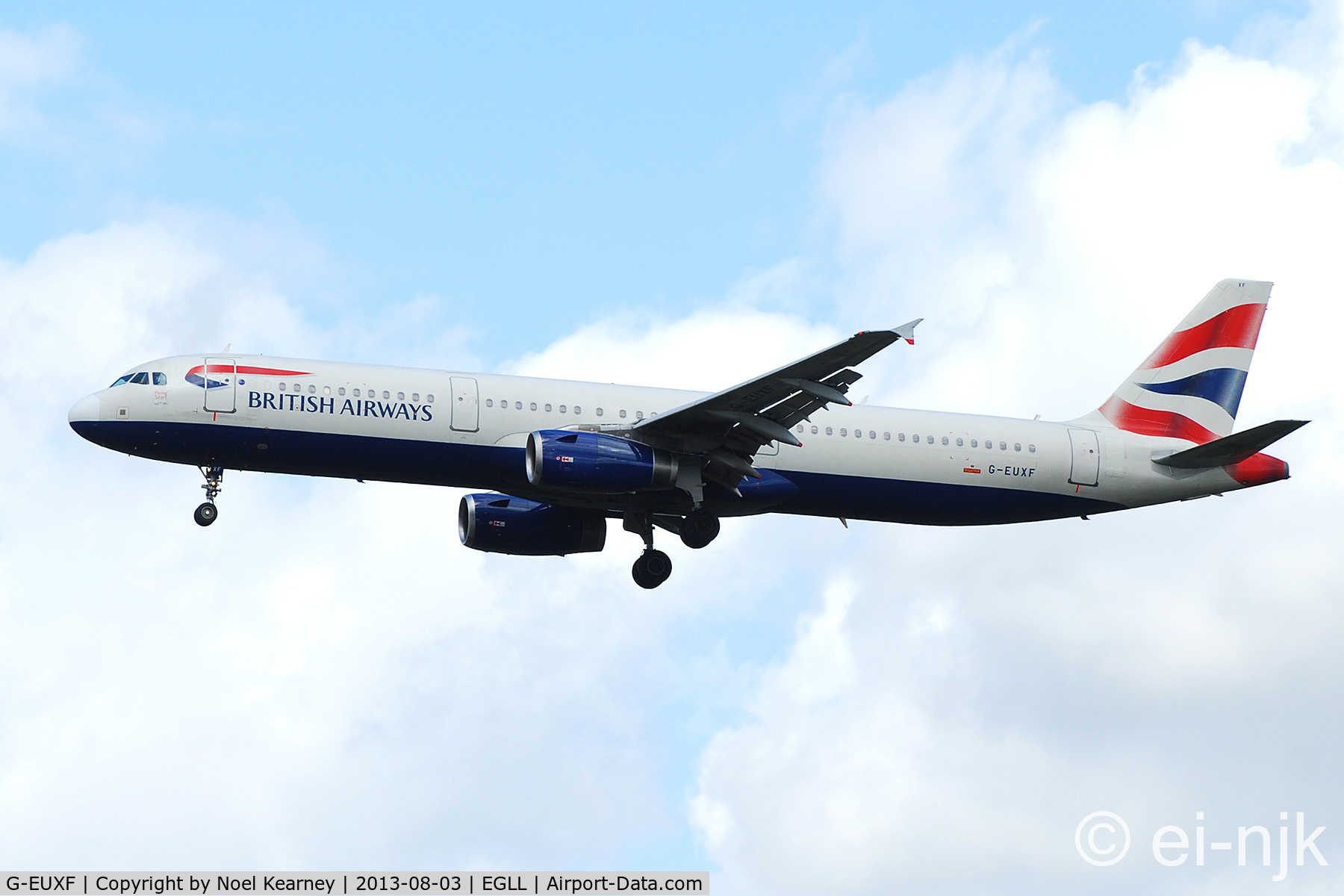 G-EUXF, 2004 Airbus A321-231 C/N 2324, Photographed landing 27R at Heathrow.