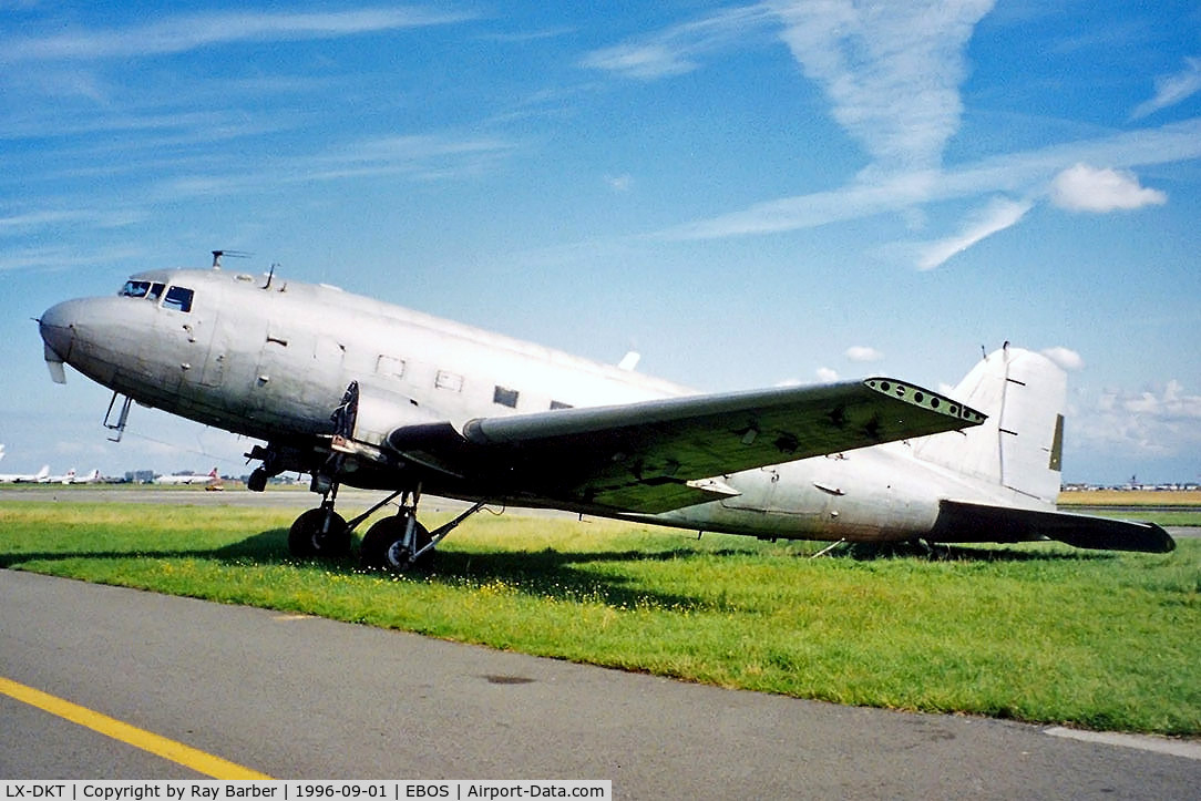 LX-DKT, 1942 Douglas DC3C-S1C3G (C-47A) C/N 10253, Douglas DC-3C-47A-60-DL Skytrain [10253] Ostend-Oostende~OO 01/09/1996