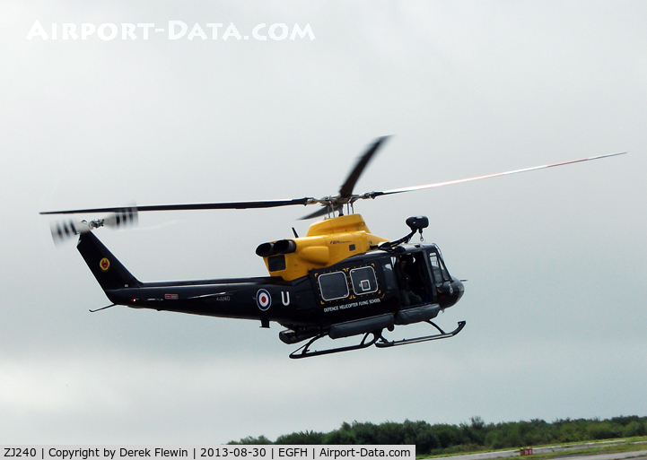 ZJ240, 1997 Bell 412EP Griffin HT1 C/N 36163, Griffin HT1 coded U seen departing EGFH RTB RAF Valley Anglsey.