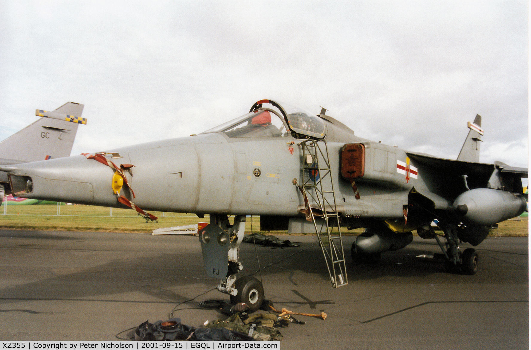 XZ355, 1976 Sepecat Jaguar GR.3A C/N S.122, Jaguar GR.3A, callsign Rebel 1, of 41 Squadron on display at the 2001 RAF Leuchars Airshow.