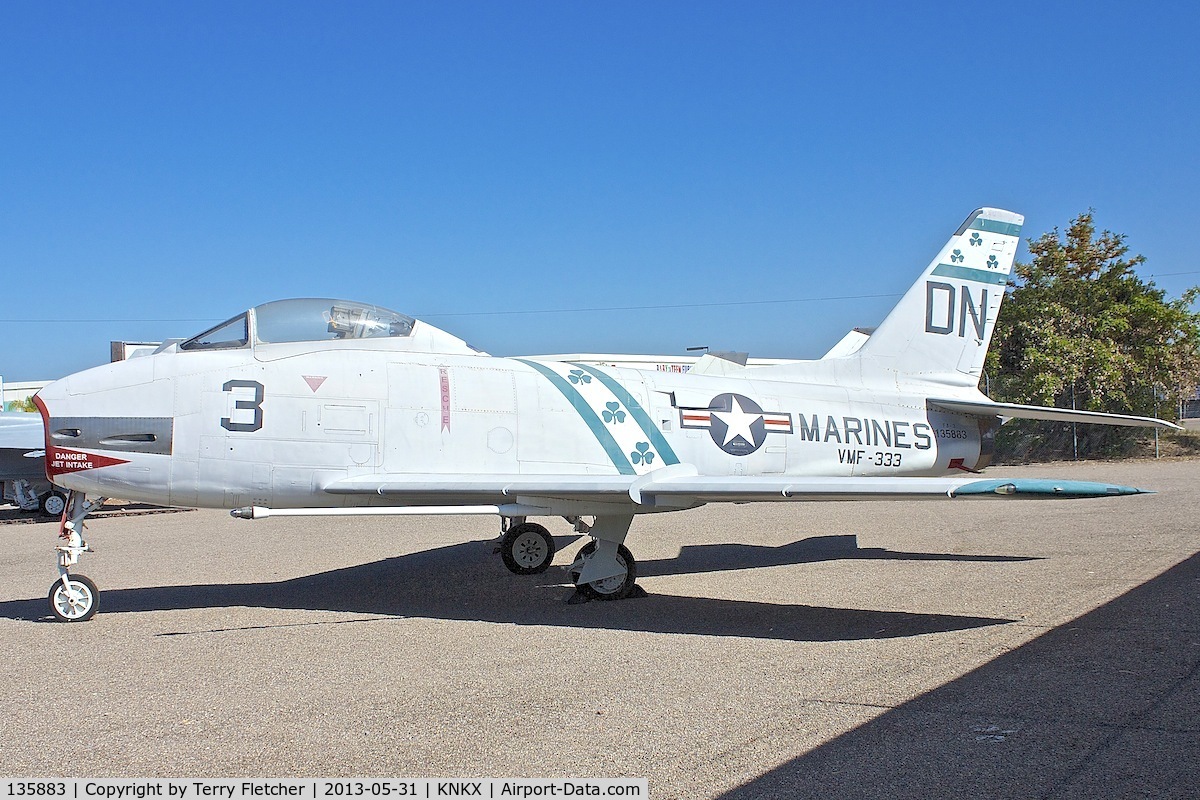 135883, North American F-1C Fury C/N 194-110, Displayed at the Flying Leatherneck Aviation Museum in San Diego, California
