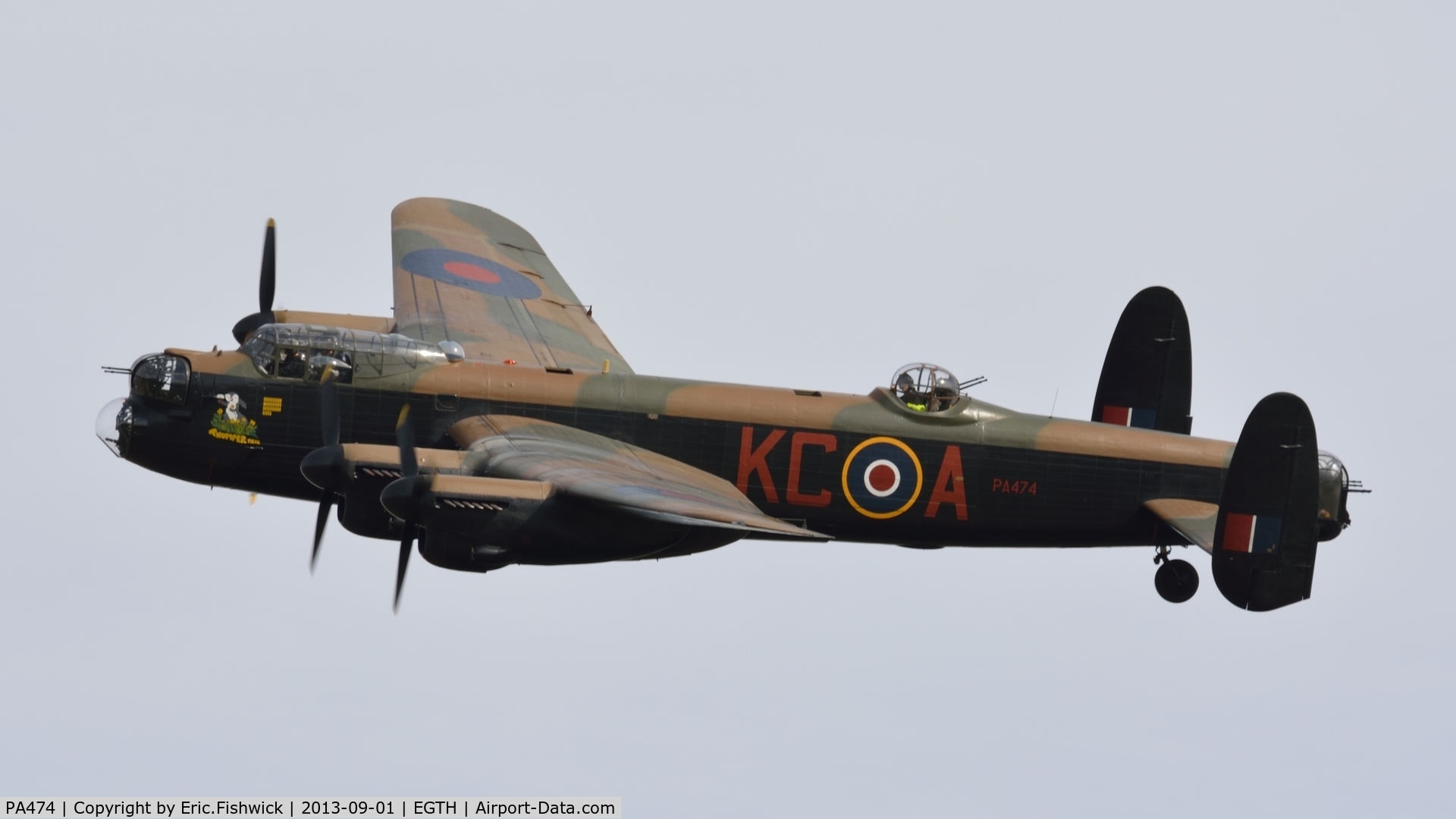 PA474, 1945 Avro 683 Lancaster B1 C/N VACH0052/D2973, 43. PA474 - 'Thumper Mk III' - in display mode at The Shuttleworth Collection's 50th Anniversary Pagent Flying Day, September 2013.