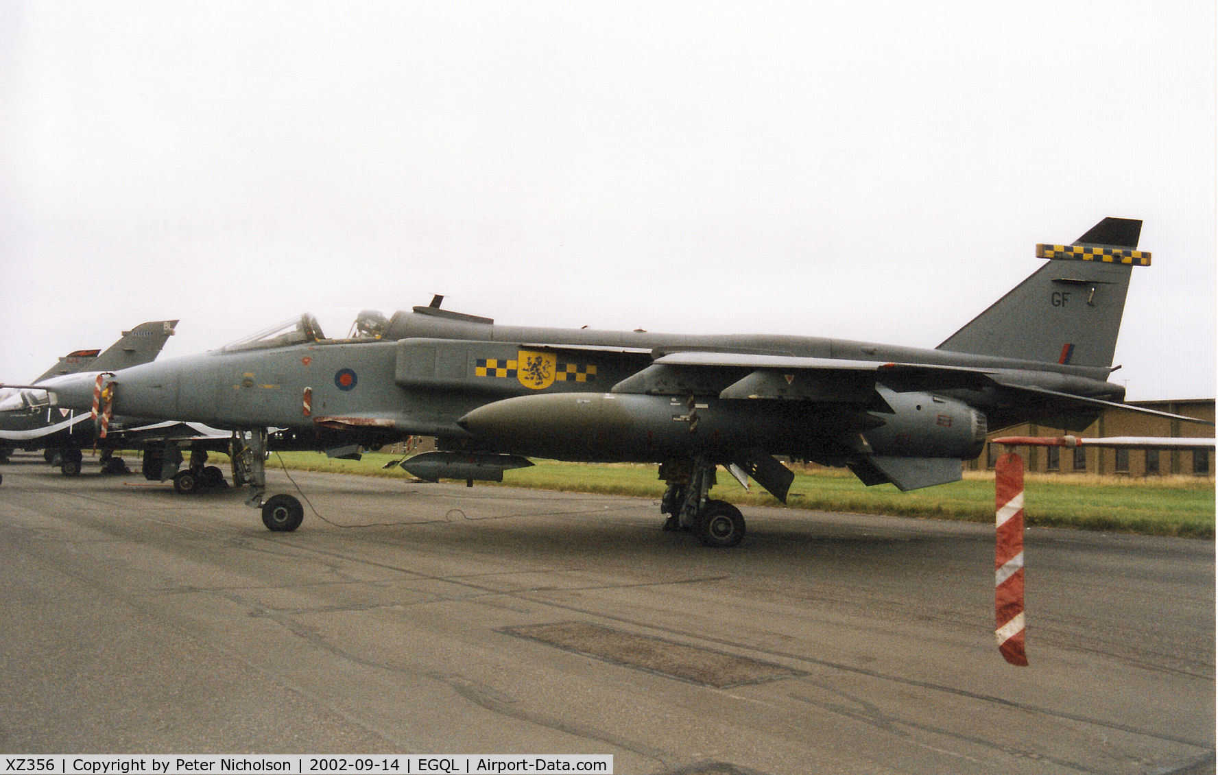 XZ356, 1976 Sepecat Jaguar GR.3A C/N S.123, Jaguar GR.3A, callsign COH 02, of 54 Squadron at RAF Coltishall on display at the 2002 RAF Leuchars Airshow.