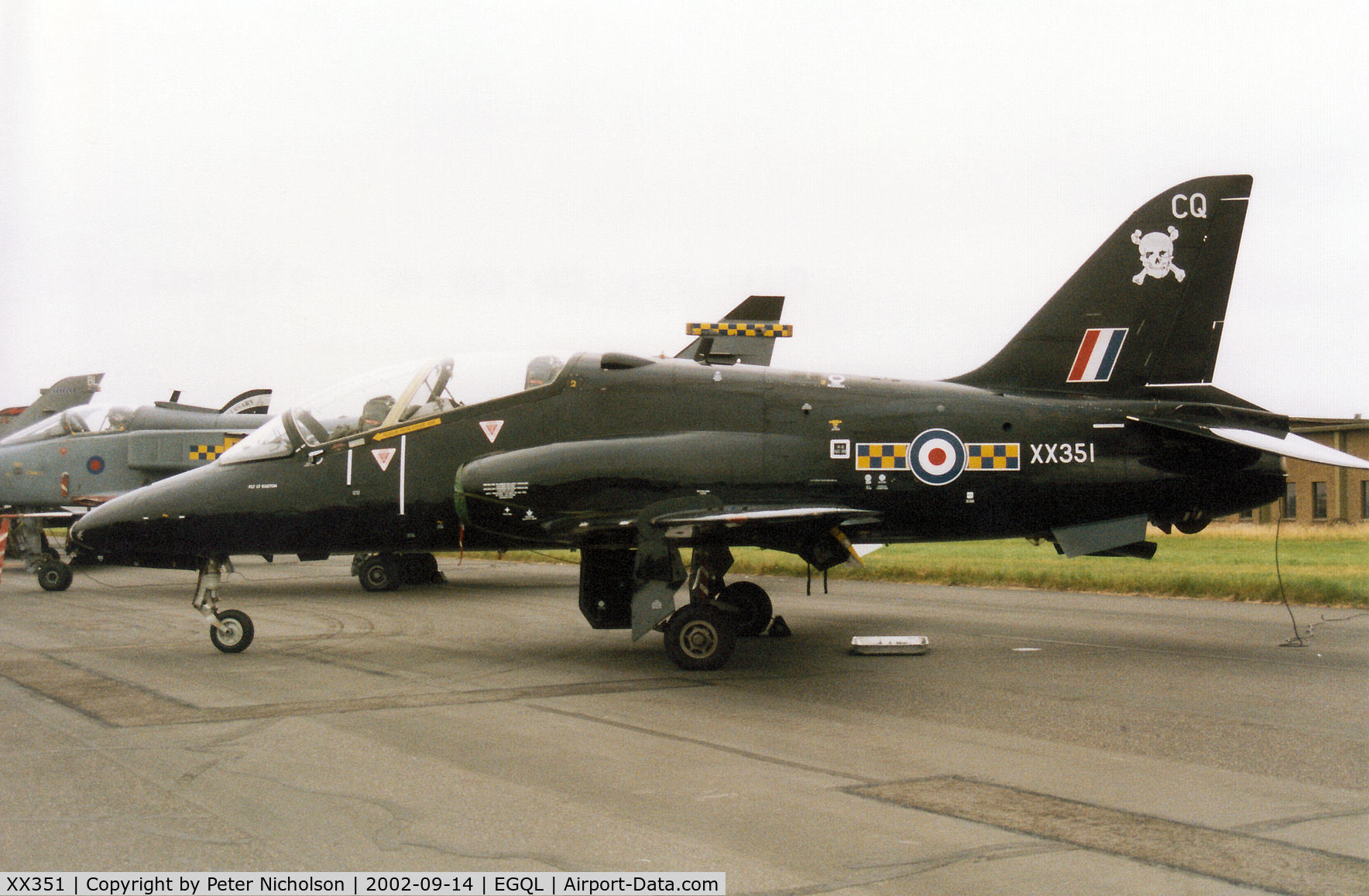 XX351, 1981 Hawker Siddeley Hawk T.1A C/N 201/312175, Hawk T.1A, callsign Javelin 64, of 100 Squadron at RAF Leeming on display at the 2002 RAF Leuchars Airshow.