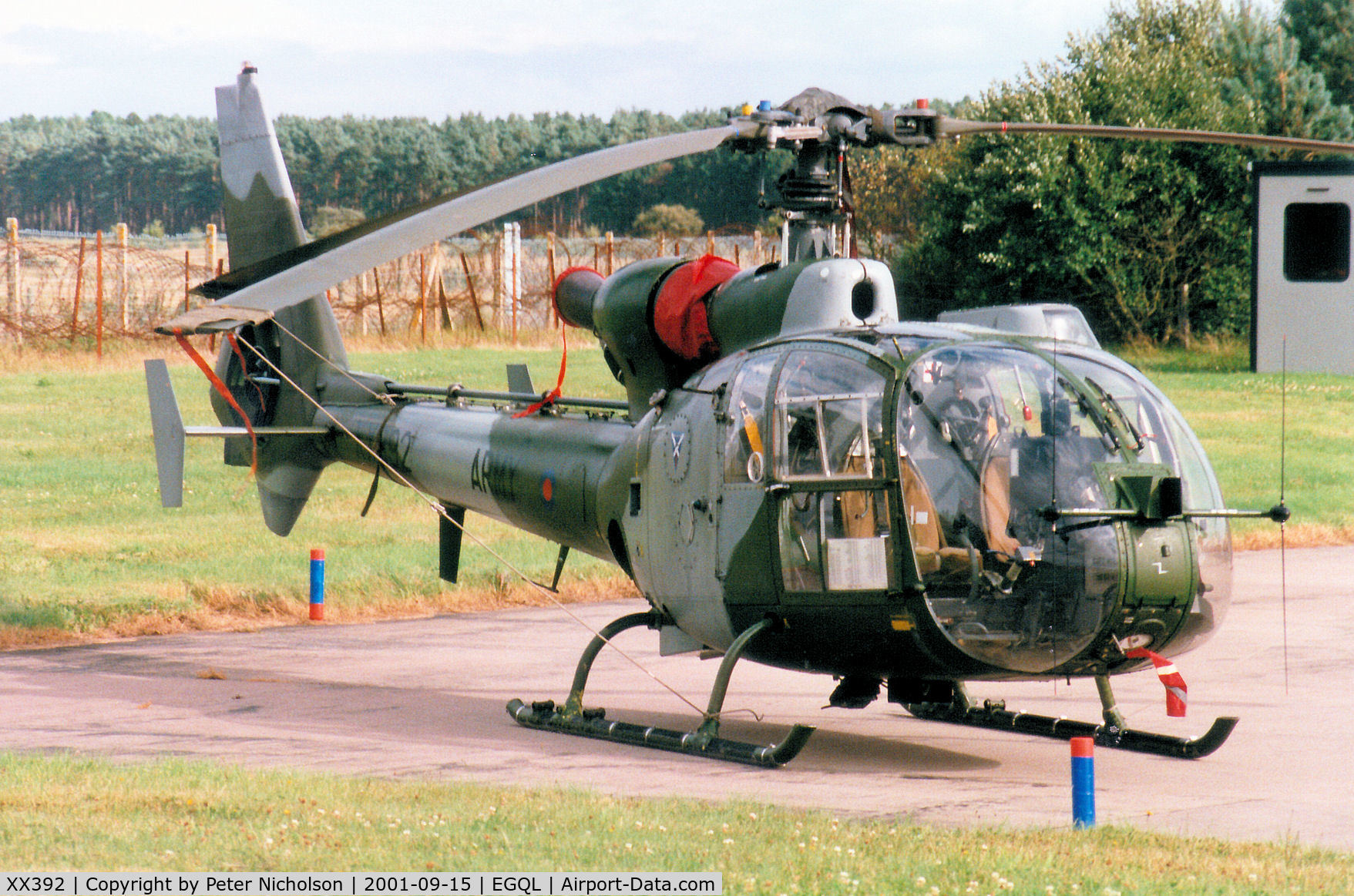 XX392, 1975 Westland SA-341B Gazelle AH1 C/N 1302, Gazelle AH.1 of 3[V] Flight based at RAF Leuchars as seen at he 2001 RAF Leuchars Airshow.