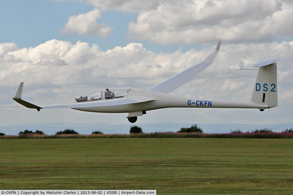 G-CKFN, 2003 DG Flugzeugbau DG-1000S C/N 10-29S28, DG Flugzeugbau DG-1000S being launched for a cross country flight during The Northern Regional Gliding Competition, Sutton Bank, North Yorks, August 2nd 2013.