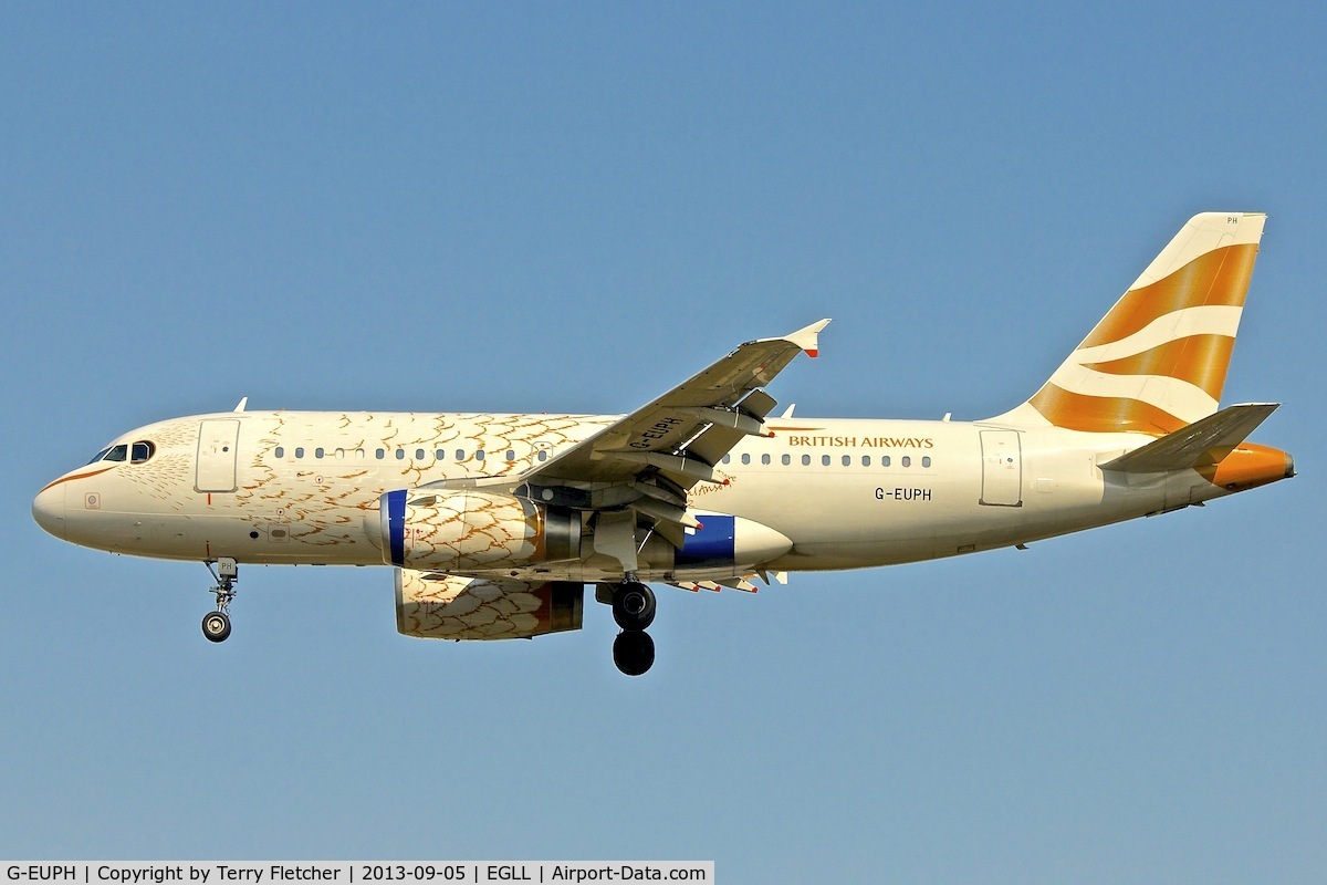 G-EUPH, 2000 Airbus A319-131 C/N 1225, On approach to London Heathrow