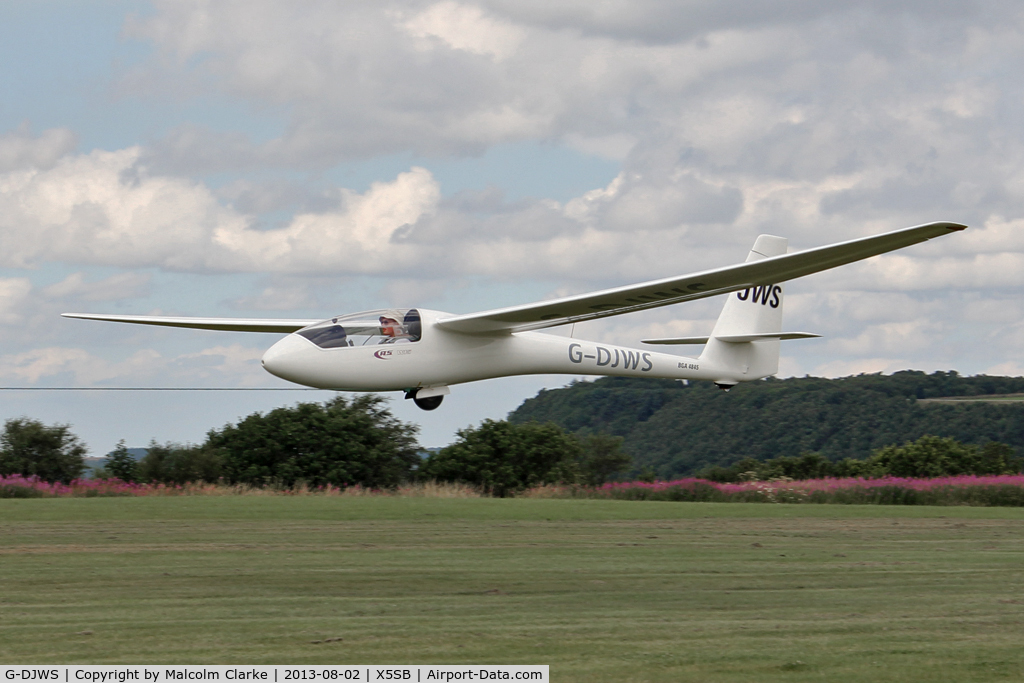 G-DJWS, 1974 Schleicher ASW-15B C/N 15098S, Schleicher ASW-15B being launched for a cross country flight during The Northern Regional Gliding Competition, Sutton Bank, North Yorks, August 2nd 2013.