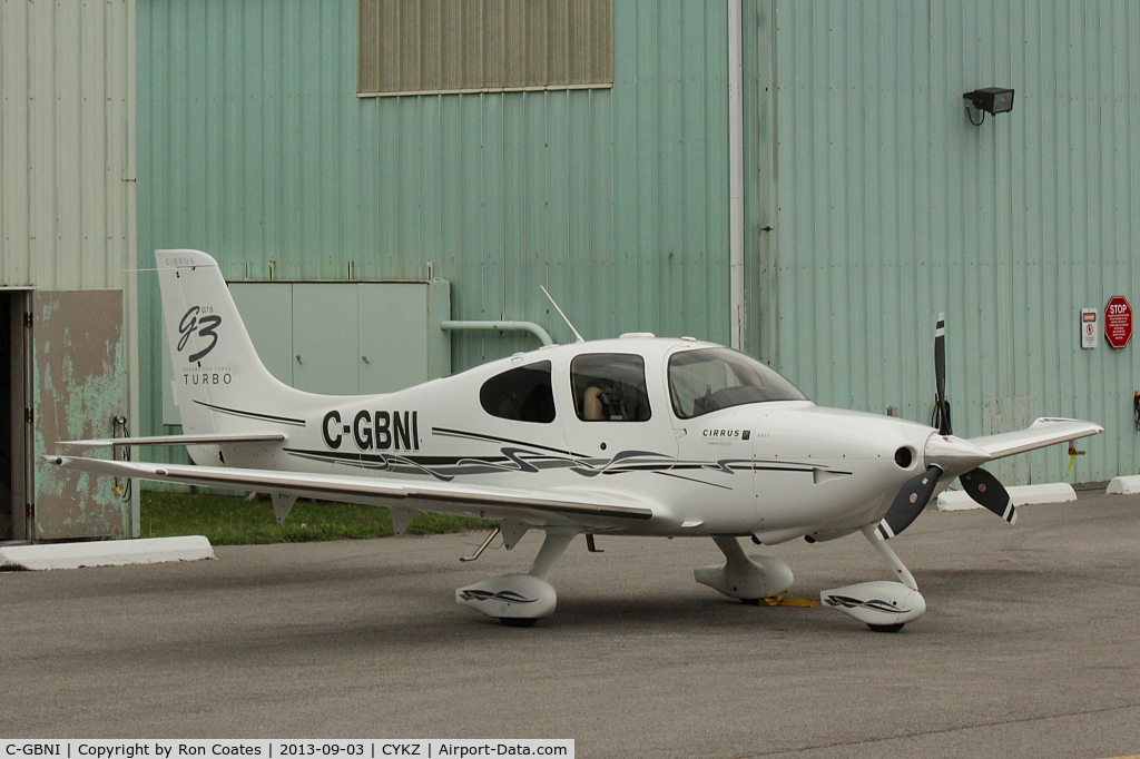 C-GBNI, 2007 Cirrus SR22 G3 GTS Turbo C/N 2531, Cirrus SR22 sits on the ramp at Buttonville Municipal Airport.
