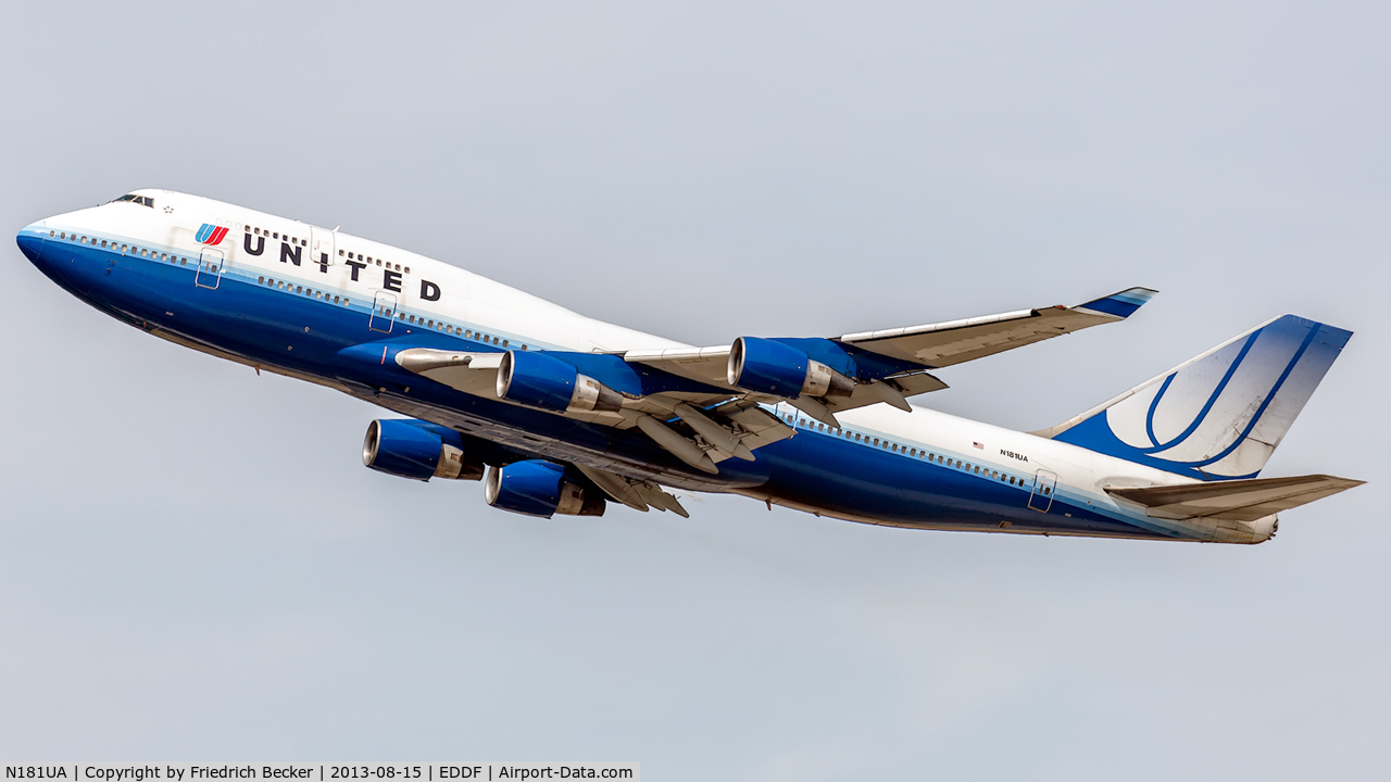 N181UA, 1991 Boeing 747-422 C/N 25278, departure from Frankfurt