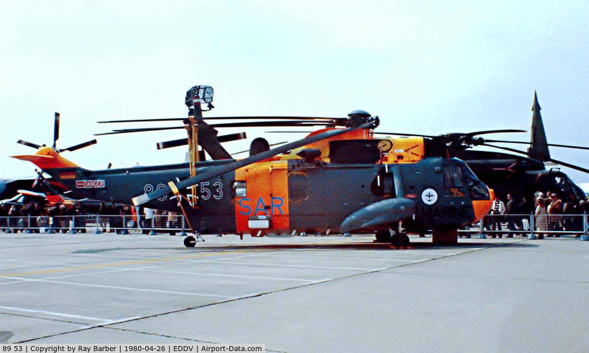 89 53, Westland Sea King Mk.41 C/N WA757, Westland WS.61 Mk.41 Sea King [WA757] (German Navy) Hannover~D 26/04/1980. Image taken from a slide.