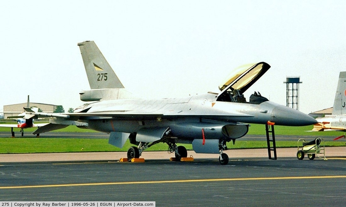 275, 1980 General Dynamics F-16A Fighting Falcon C/N 6K-4, General Dynamics F-16A Fighting Falcon [6K-4] (Royal Norwegian Air Force) RAF Mildenhall~G 26/05/1996