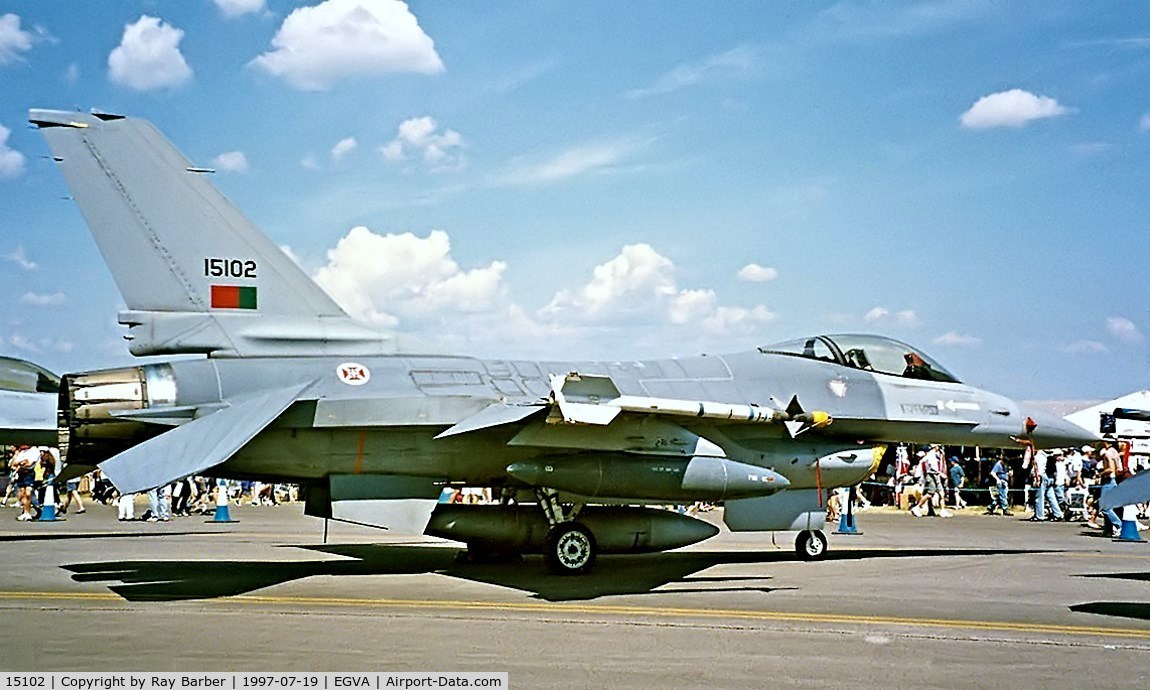 15102, Lockheed F-16AM Fighting Falcon C/N AA-2, General Dynamics F-16A Fighting Falcon [AA-2] (Portuguese Air Force) RAF Fairford 19/07/1997