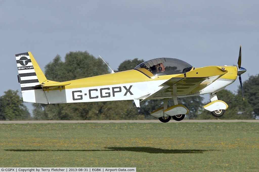 G-CGPX, 2010 Zenair CH 601XL C/N PFA 162B-14395, Arriving at the 2013 Light Aircraft Association Rally at Sywell in the UK