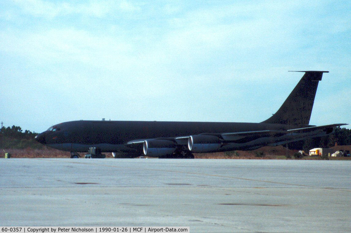 60-0357, 1960 Boeing KC-135R Stratotanker C/N 18132, KC-135R Stratotanker of 305th Air Refuelling Wing based at Grissom AFB seen at MacDill AFB in January 1990.