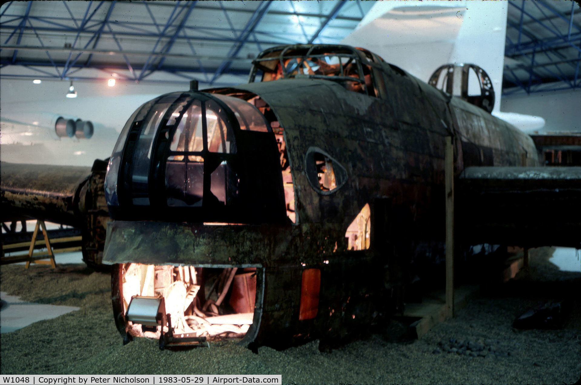 W1048, Handley Page Halifax II C/N 11, Halifax II recovered from Norway on display in the RAF Museum at Hendon in May 1983.