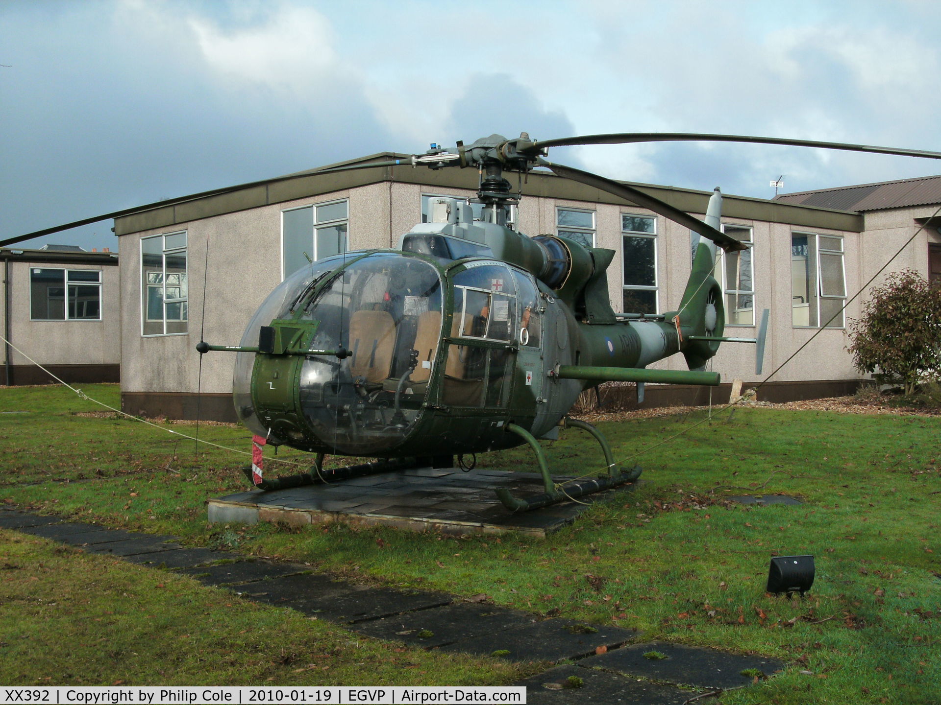 XX392, 1975 Westland SA-341B Gazelle AH1 C/N 1302, Displayed outside Operations HQ