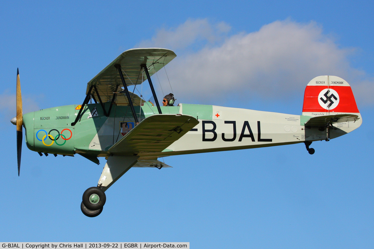 G-BJAL, 1957 Bucker 1-131E Jungmann C/N 1028, at Breighton's Heli Fly-in, 2013