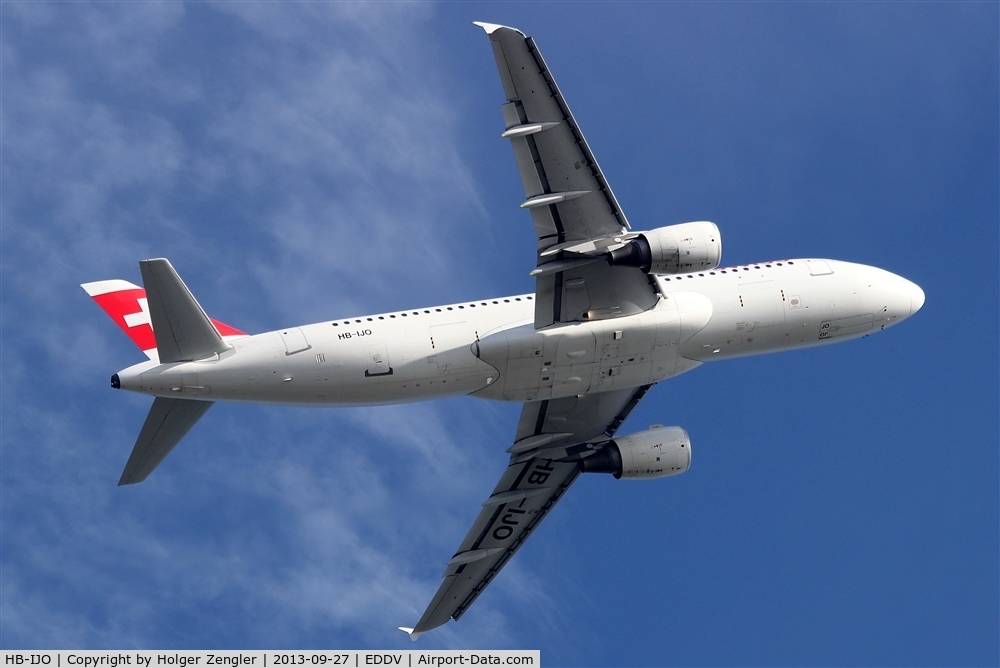HB-IJO, 1997 Airbus A320-214 C/N 673, Leaving HAJ on rwy 09L with destination Zurich.....