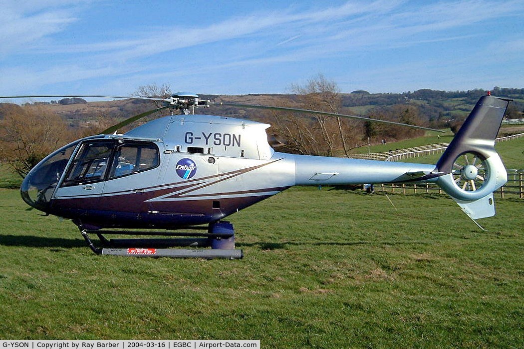 G-YSON, 1999 Eurocopter EC-120B Colibri C/N 1068, Eurocopter EC.120B Colibri [1068] (Cabair) Cheltenham Racecourse~G 16/03/2004