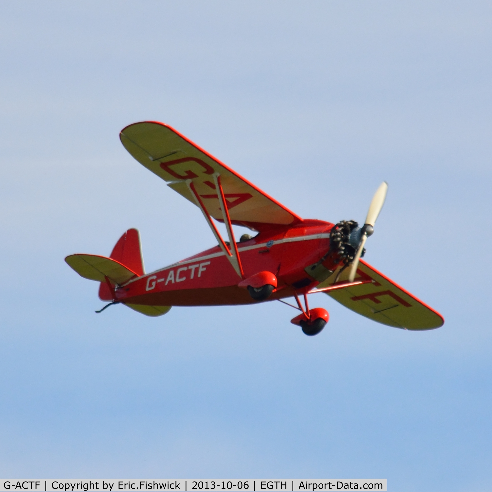 G-ACTF, 1932 Comper CLA-7 Swift C/N S32/9, 44. G-ACTF - demonstrating the art of air racing at The Shuttleworth Collection October Flying Day, 2013.