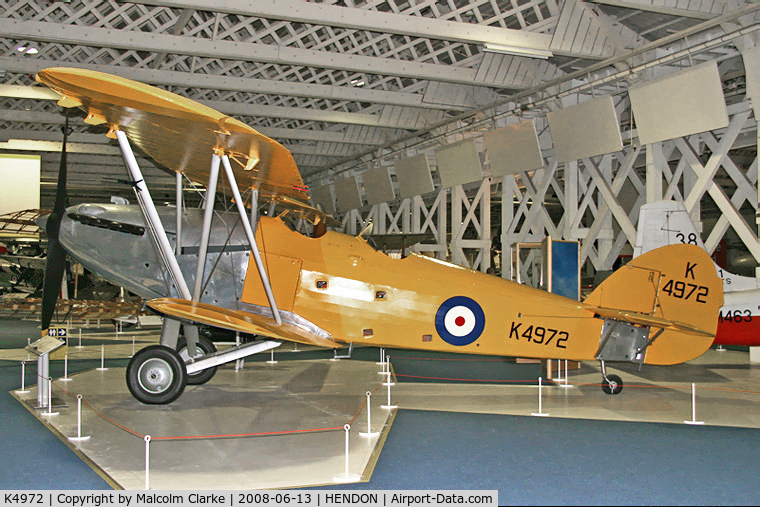 K4972, 1935 Hawker Hart Trainer II C/N 4261, Hawker Hart Trainer llA at The RAF Museum, Hendon in June 2008.