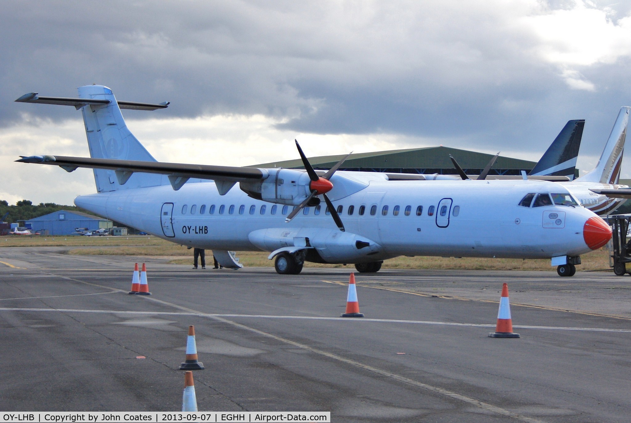 OY-LHB, 1997 ATR 72-202 C/N 496, Being towed to paintshop for a respray to full livery.