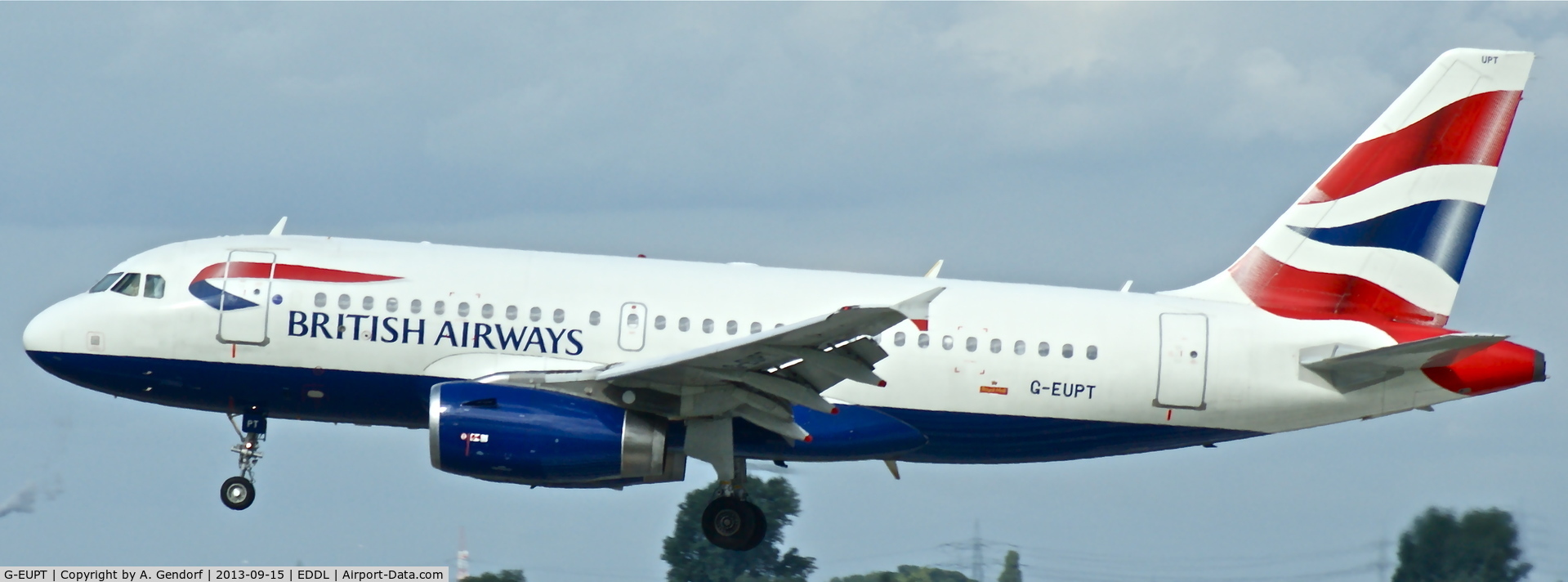 G-EUPT, 2000 Airbus A319-131 C/N 1380, British Airways, seen here on finals at Düsseldorf Int´l(EDDL)