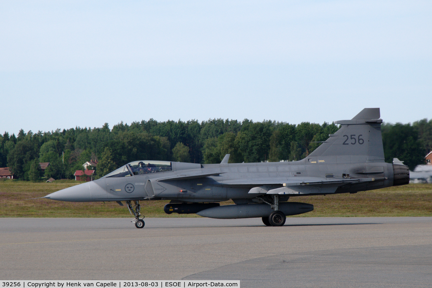 39256, Saab JAS-39C Gripen C/N 39256, JAS39C Gripen of the Swedish Air Force arriving at Örebro airport, Sweden.