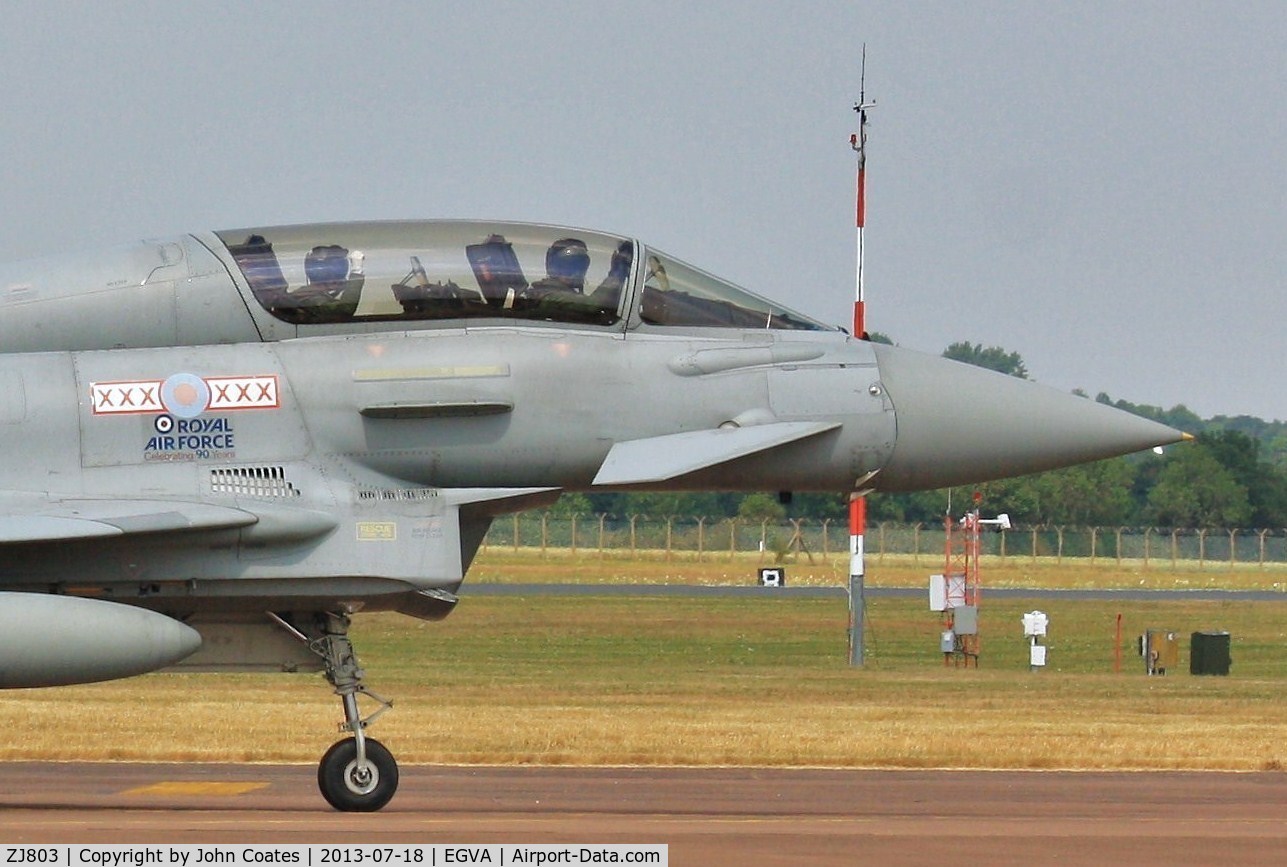 ZJ803, 2003 Eurofighter EF-2000 Typhoon T3 C/N 0013/BT004, Cheery waves from the T3 crew at RIAT