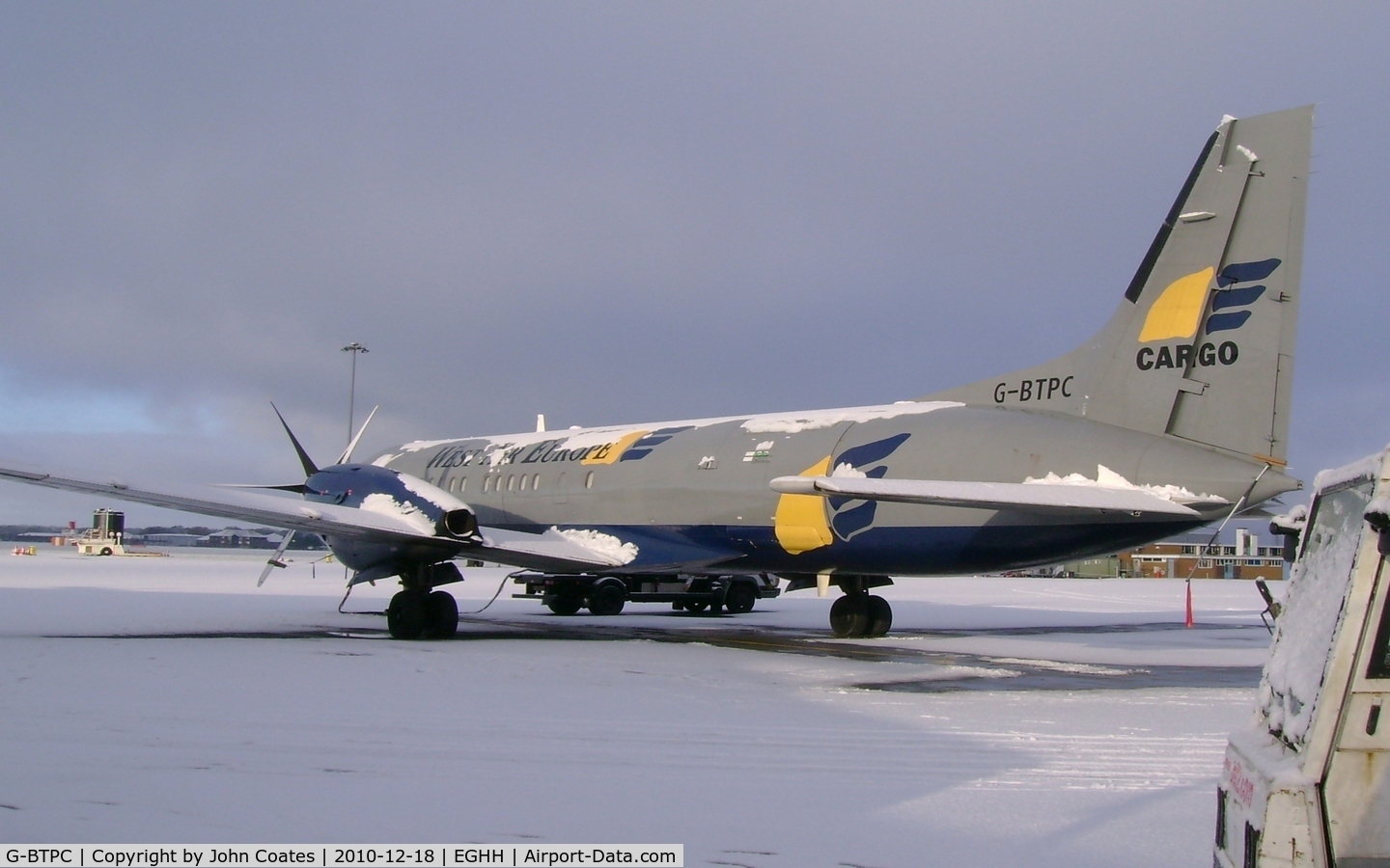 G-BTPC, 1988 British Aerospace ATP C/N 2010, On a snowy apron.